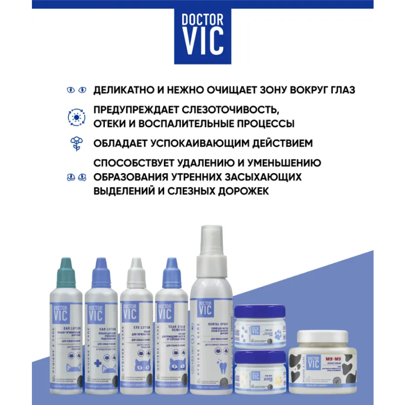 Лосьон Doctor VIC для гигиены глаз Собак и Кошек 60мл