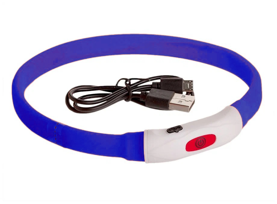 Ошейник TopPet Синий, светодиодный, M (55см)