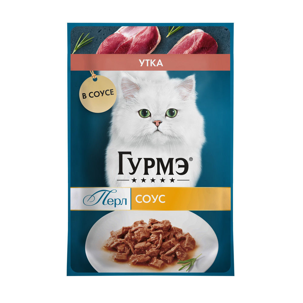 Влажный корм Гурмэ Перл Нежное филе для кошек, с уткой в соусе, Пауч, 75 г