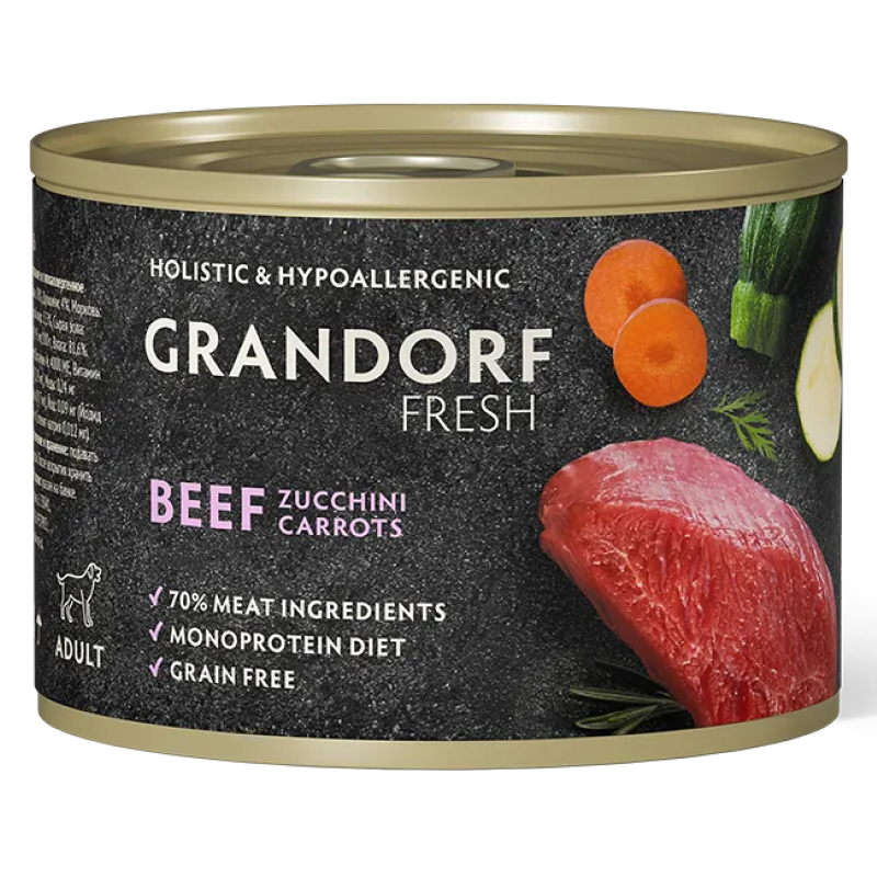 конс. Grandorf FRESH для Собак Паштет из говядины с цукини и морковью 200г