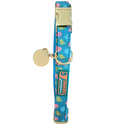 Ошейник MidePet "Color Blooming" M 2x30-40 см, сине-голубой с рисунком