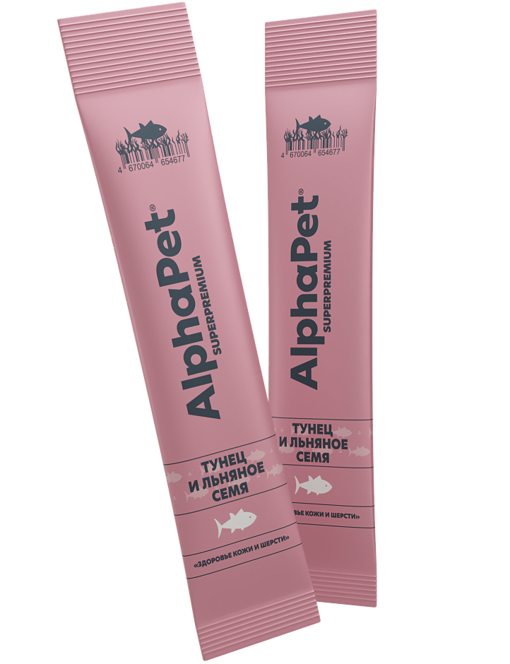 Крем-лакомство для Кошек AlphaPet Superpremium с Тунцом и Льняным Семенем 48г