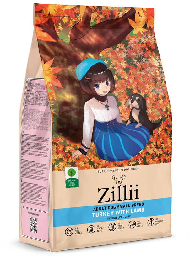 ZILLII Adult Dog Small Breed для Собак мелких пород 800г Индейка с Ягнёнком