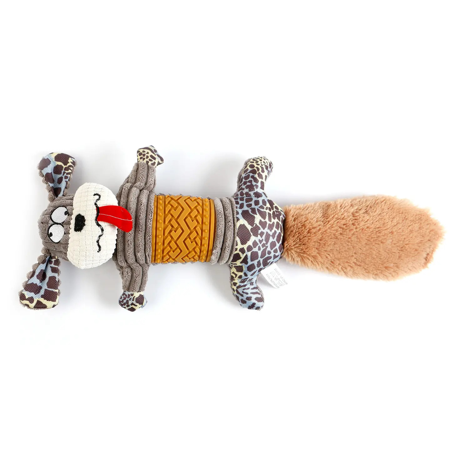 Игрушка TopPet Собака текстильная с шуршащим хвостом и пищалкой, 17см