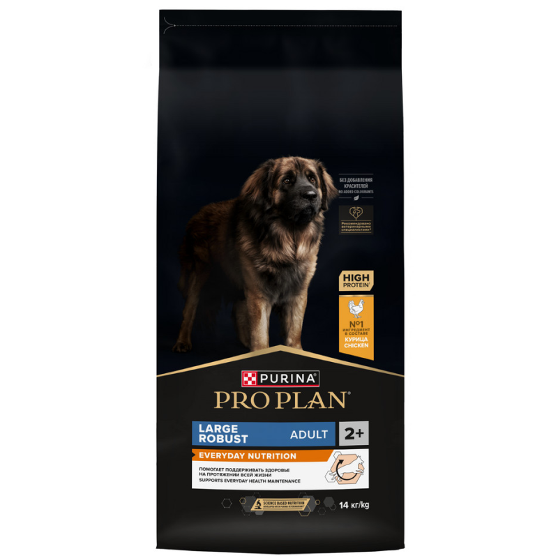 Сухой корм PRO PLAN для собак для крупных пород с мощным телосложением, с курицей, 14 кг