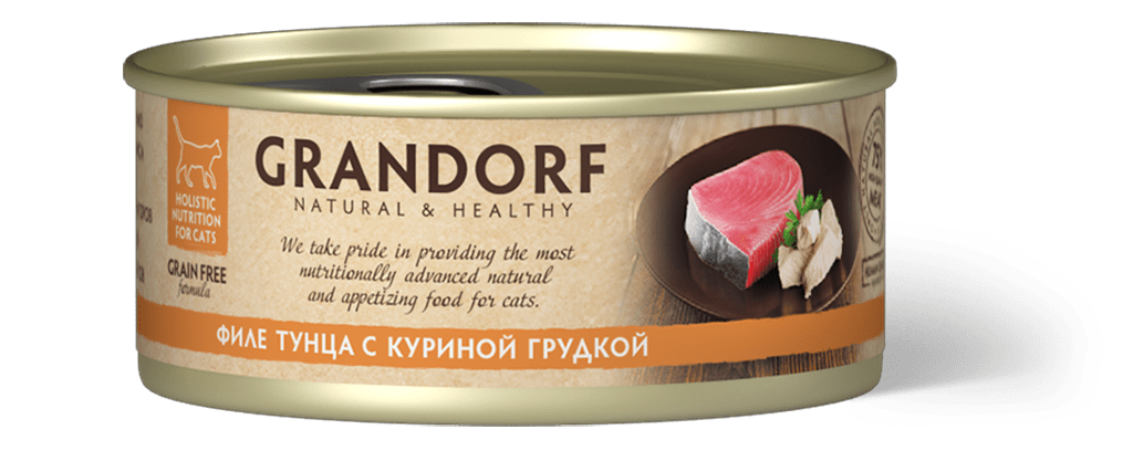 конс. Grandorf для Кошек Филе тунца с куриной грудкой 70г