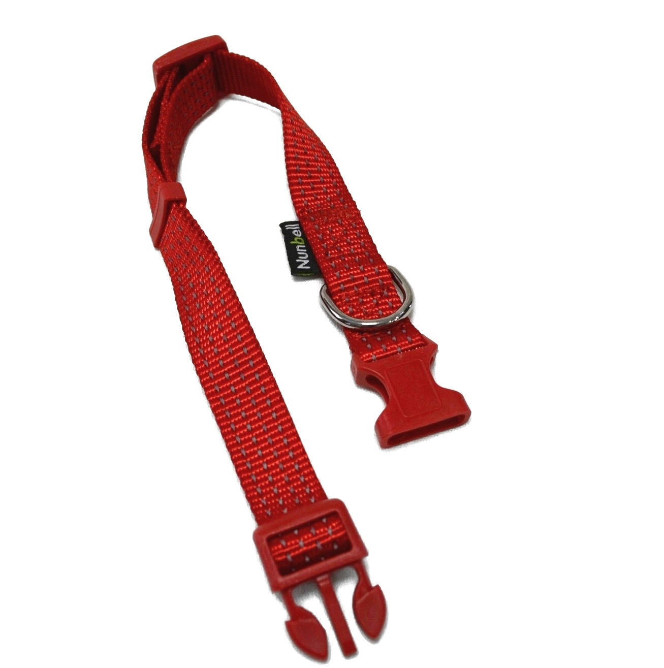 Ошейник Nunbell нейлон 10мм*21-30см Красный со светоотражающей нитью