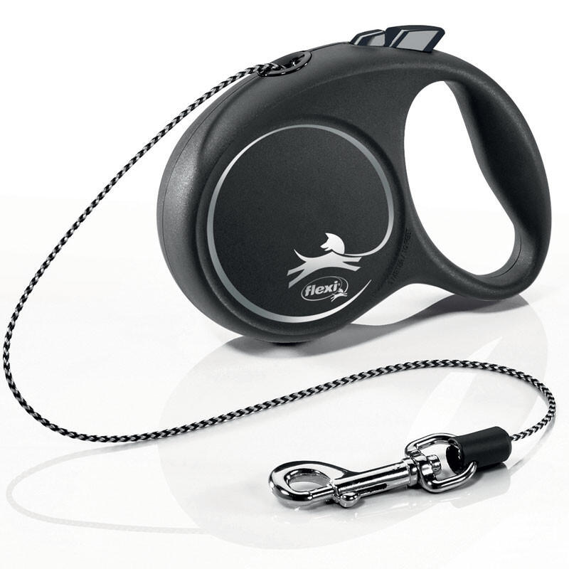 Рулетка Flexi Black Design XS трос 3м 8кг Черная/Серая