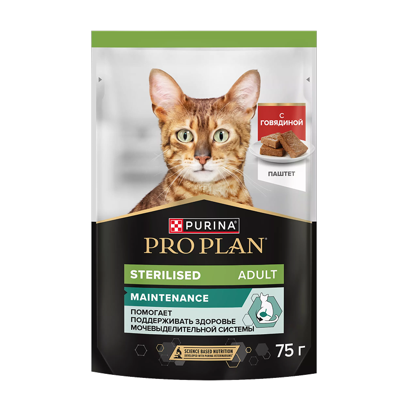 пауч ProPlan STERILISED с Говядиной паштет