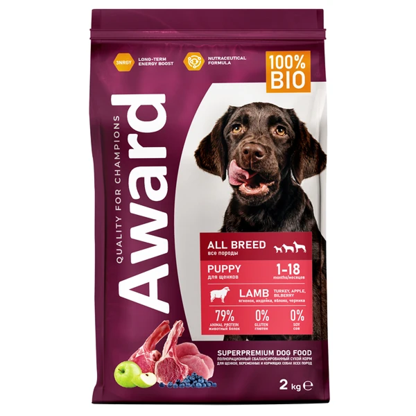 Award для Щенков всех пород с Ягненком 2кг