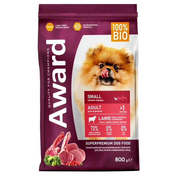 Award для Собак мелких и миниатюрных пород с Ягненком 800г