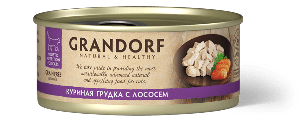 конс. Grandorf для Кошек Куриная грудка с лососем 70г