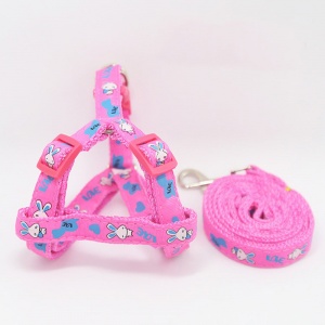 Комплект TopPet №15 Нейлон Поводок+Шлейка, Розовый с рисунком