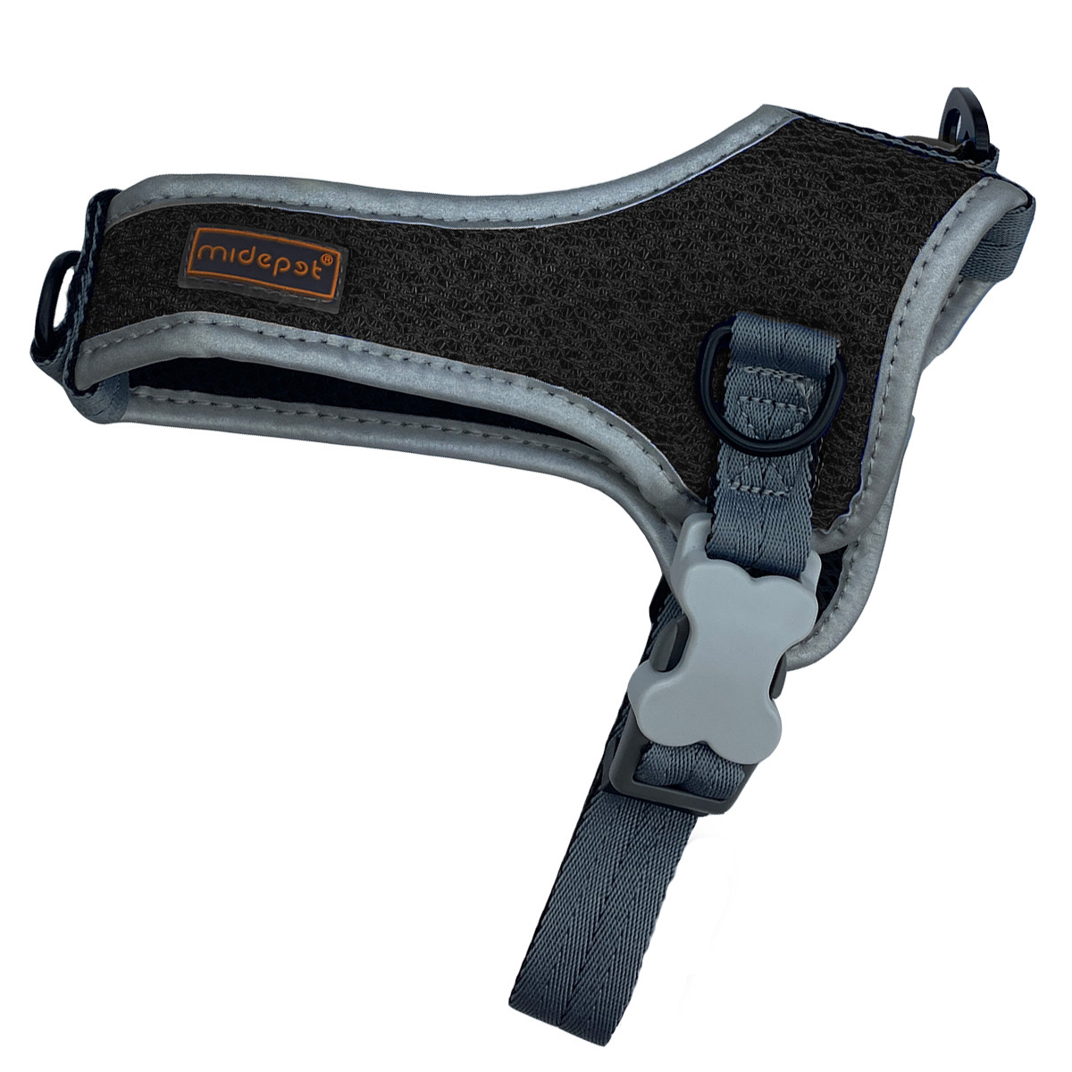 Шлейка Midepet с cотами T образная M (шея 40, грудь 45-61см) Черная