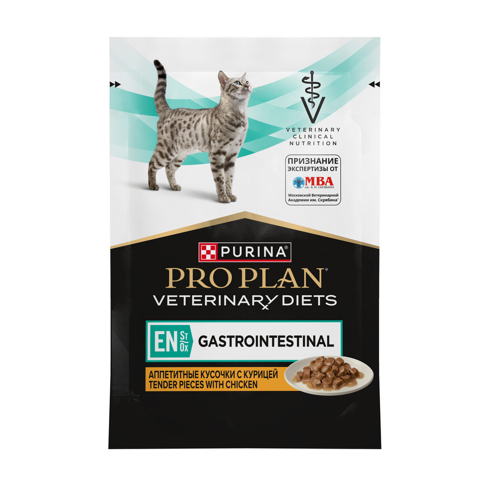 Влажный корм для котят и взрослых кошек диетический PRO PLAN® VETERINARY DIETS EN ST/OX Gastrointestinal при расстройствах пищеварения, с курицей, 85 г