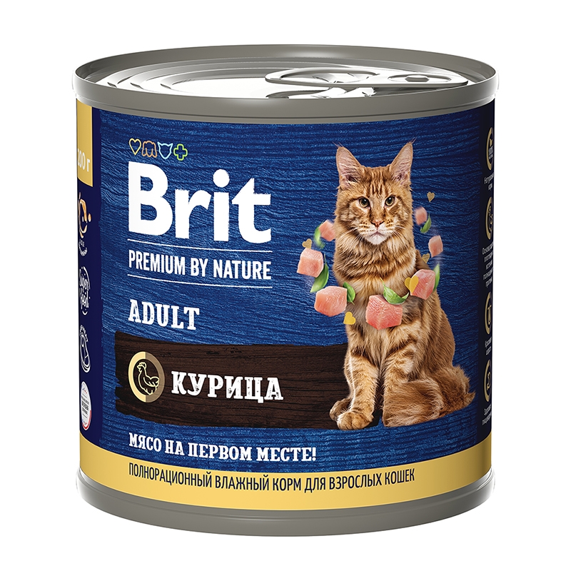 конс. Brit Premium by Nature 200г с Курицей для Кошек