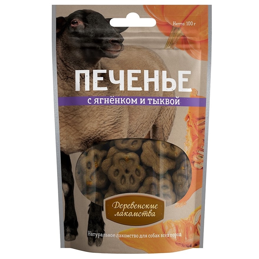 Печенье Деревенские Лакомства для Собак с Ягненком и Тыквой 100г