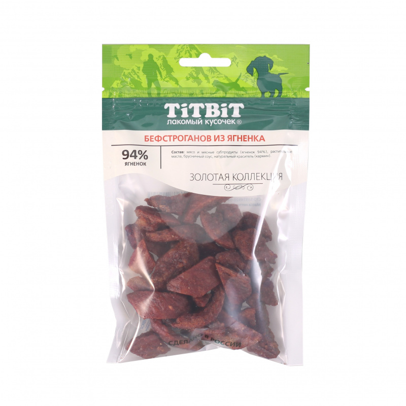 Лакомство TiTBiT Бефстроганов из Ягненка для Собак 75г