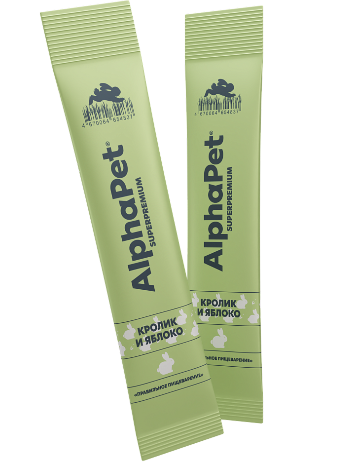 Крем-лакомство для Кошек AlphaPet Superpremium с Кроликом и Яблоком 48г