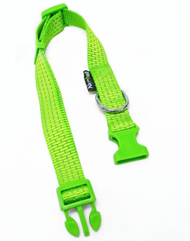 Ошейник Nunbell нейлон 10мм*21-30см Зеленый со светоотражающей нитью
