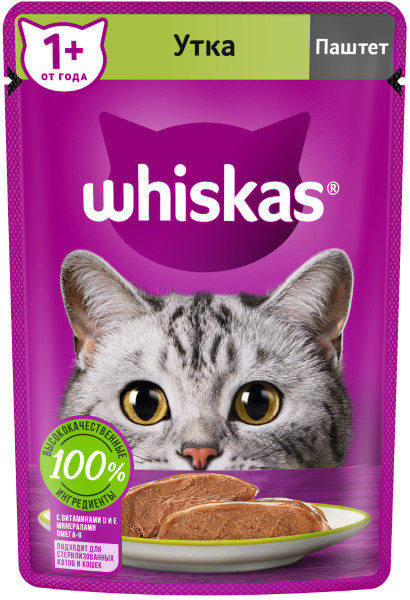 Whiskas пауч Мясной паштет с Уткой