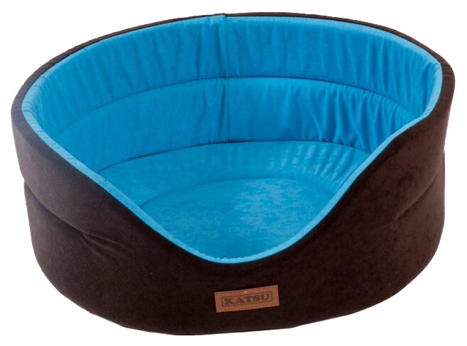 Лежанка KATSU Suedine искусственная замша коричневая/голубая 46х42х18см