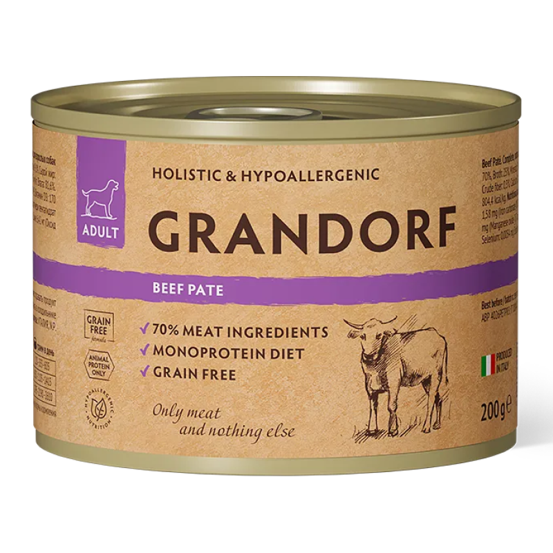 конс. Grandorf для Собак Паштет из говядины 200г