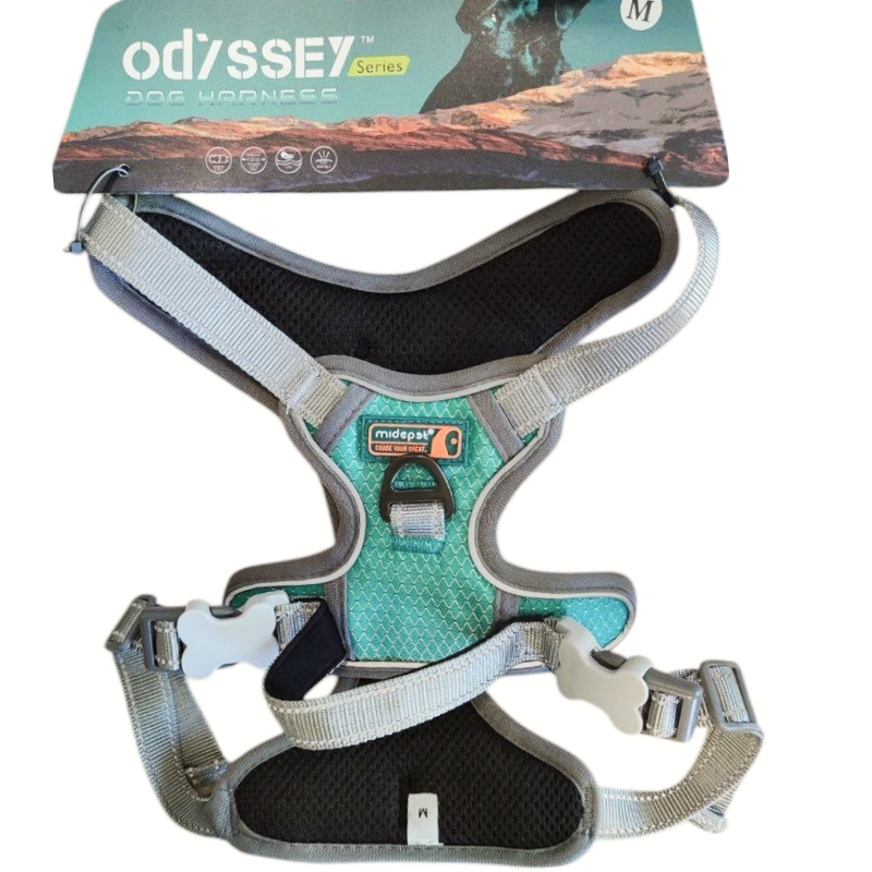 Шлейка MidePet "Odyssey" - M (шея 32-52, грудь 56-69 см) бирюзовая