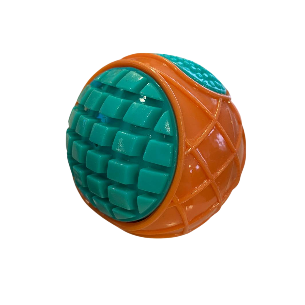 Игрушка TopPet Мяч двухцветный с вставками, TPR резина с пищалкой, 8см