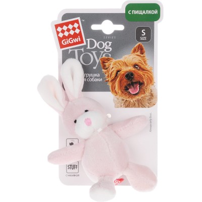 Игрушка GiGwi Заяц с пищалкой, 11см для Собак
