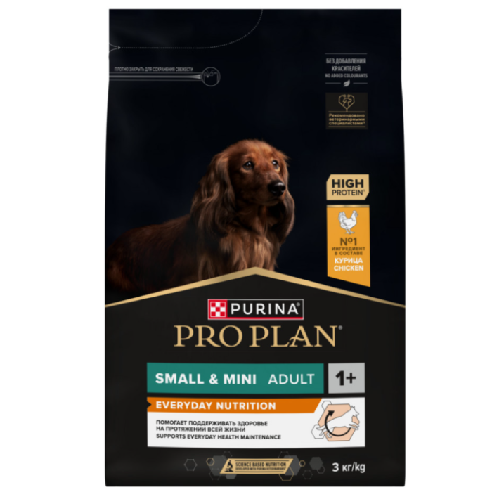 Сухой корм PRO PLAN для собак мелких и карликовых пород, с курицей, 3кг