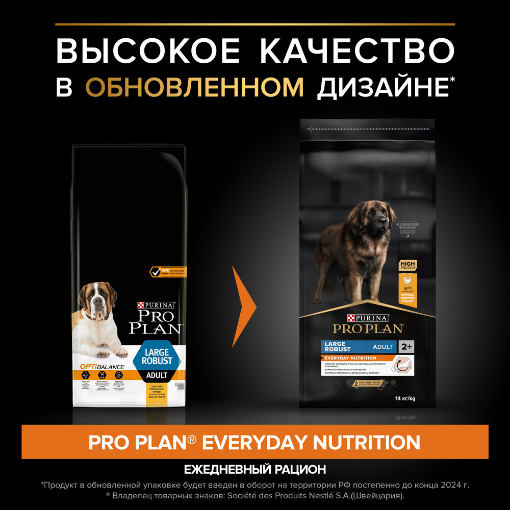 Сухой корм PRO PLAN для собак для крупных пород с мощным телосложением, с курицей, 14 кг