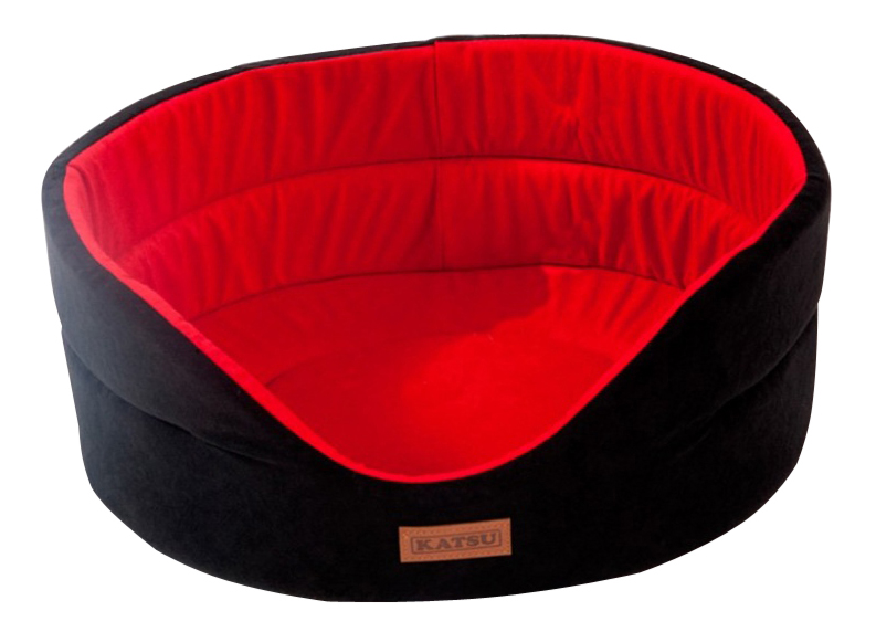 Лежанка KATSU Suedine искусственная замша черная/красная 46х42х18см