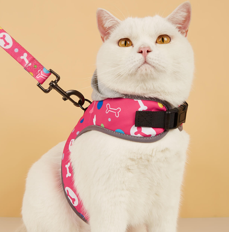 Шлейка Midepet с капюшоном S (шея 25, грудь 28-34 см) розовая