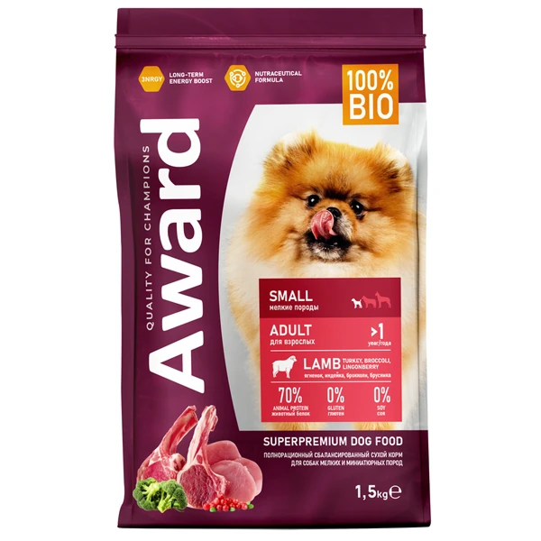 Award для Собак мелких и миниатюрных пород с Ягненком 1,5кг