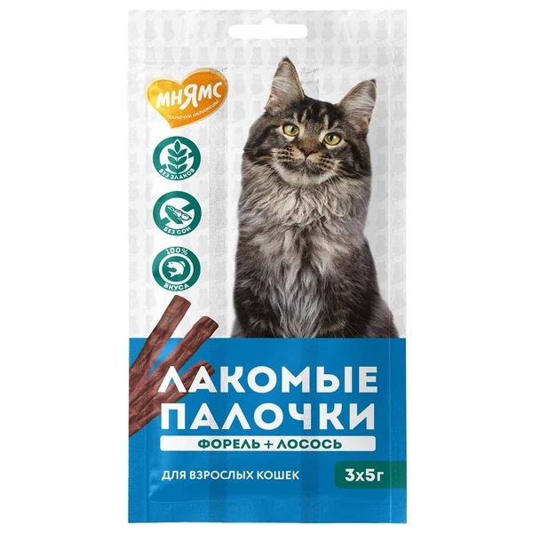 Лакомые палочки Мнямс для Кошек с Форелью и Лососем 3х5г