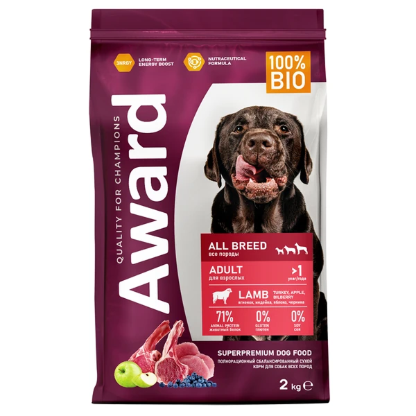 Award для Собак всех пород с Ягненком 2кг