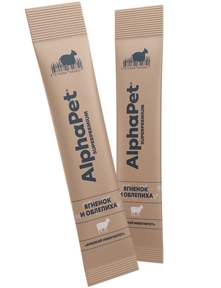 Крем-лакомство для Кошек AlphaPet Superpremium с Ягненком и Облепихой 48г