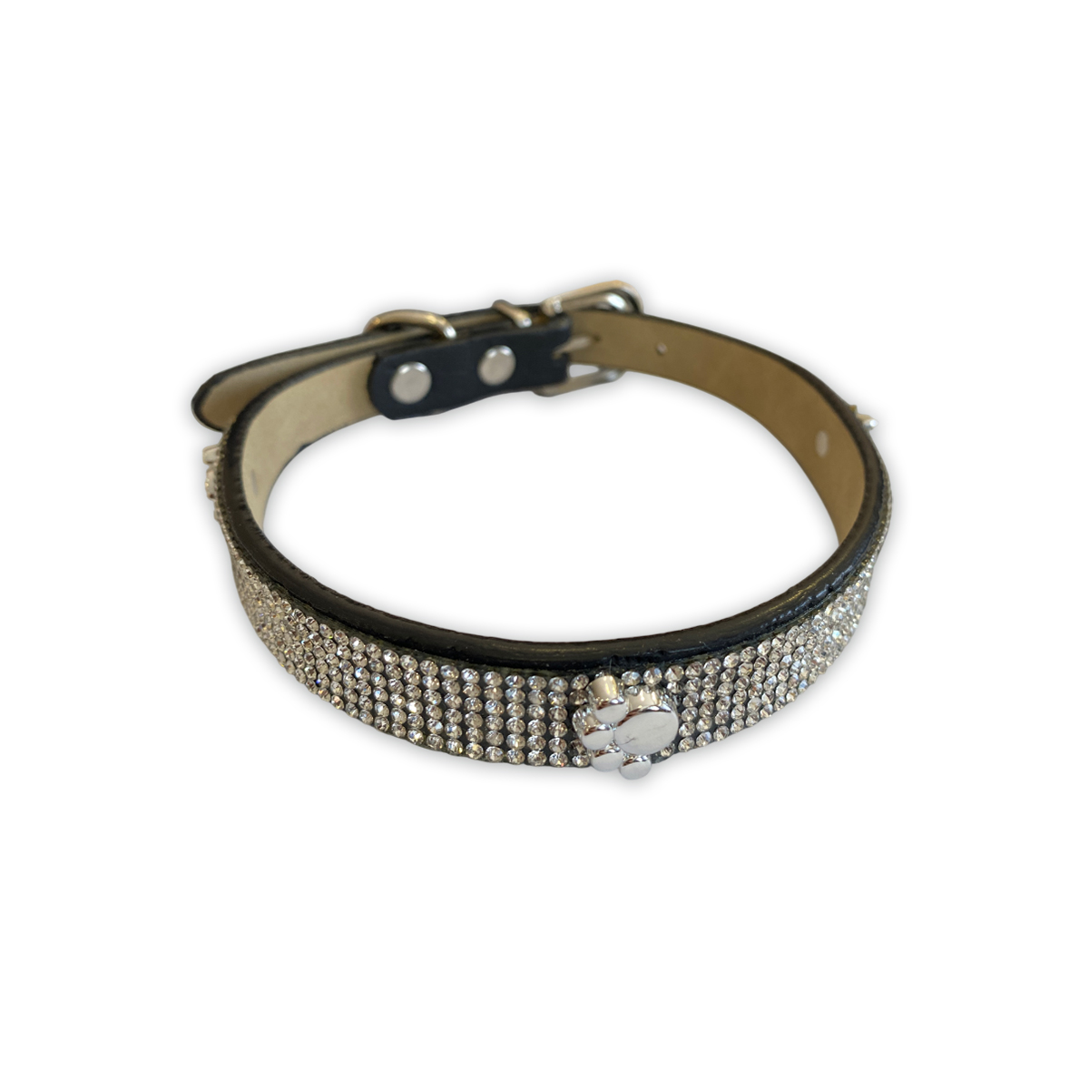 Ошейник TopPet со стразами 15мм, 29-35 см, Черный