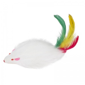 Мышь меховая  6,5см с пером