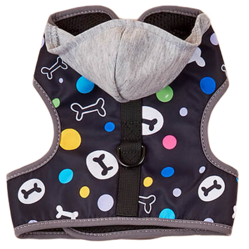 Шлейка Midepet с капюшоном S (шея 25, грудь 28-34 см) черная