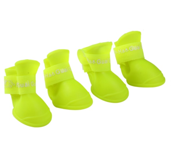 Ботинки Nunbell силиконовые на липучке желтые, M 5х4 (4шт.) для Собак