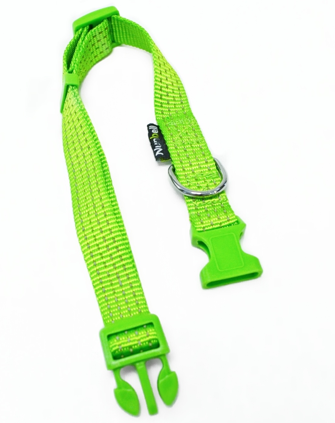 Ошейник Nunbell нейлон 20мм*56см Зеленый со светоотражающей нитью