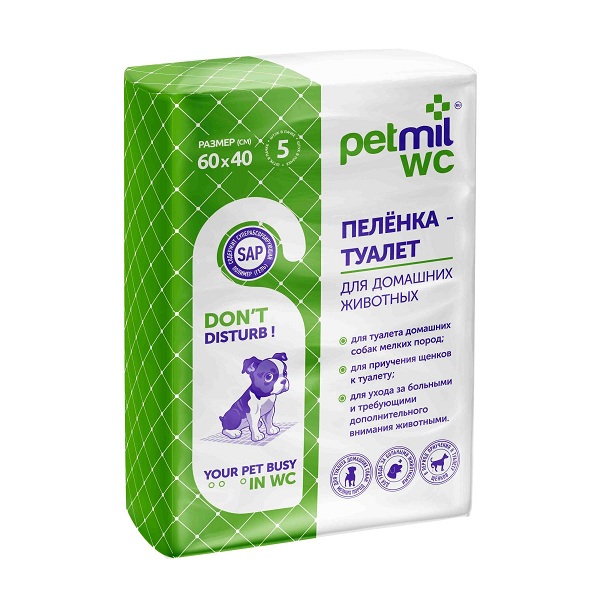 Пеленки Petmil WC Гелевые 60х40  5шт