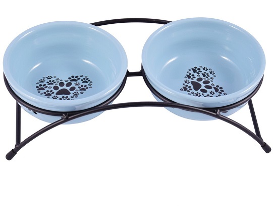 Миска Керамическая Mr.Kranch синяя двойная на подставке, 2x290мл