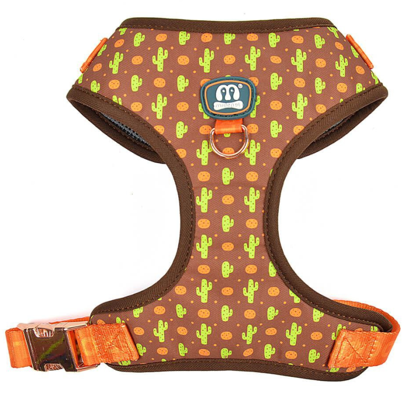 Шлейка MidePet "Color Blooming" S (шея 35-44, грудь 41-54 см) коричнево-оранжевая с рисунком