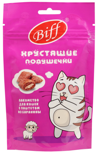 Лакомство Biff Хрустящие Подушечки с Паштетом из Баранины для Кошек 60г