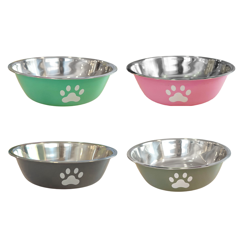 Миска TopPet BL-260, металическая на резинке 0,6л (лапки)