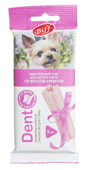 Снек Dent со вкусом Креветок для чистки зубов Собак мелких пород 5шт, 35г