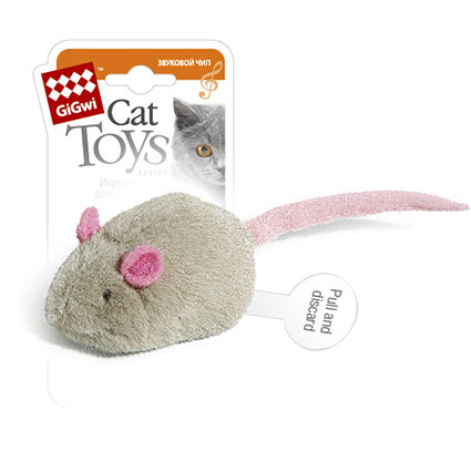 Игрушка GiGwi Мышка со звуковым чипом, 6см для Кошек
